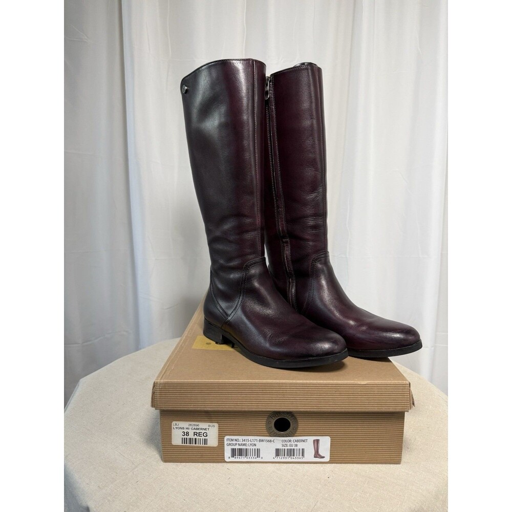 Bussola Leather Riding Boots Womens 7 Wide Calf Cabernet Burgundy Knee High